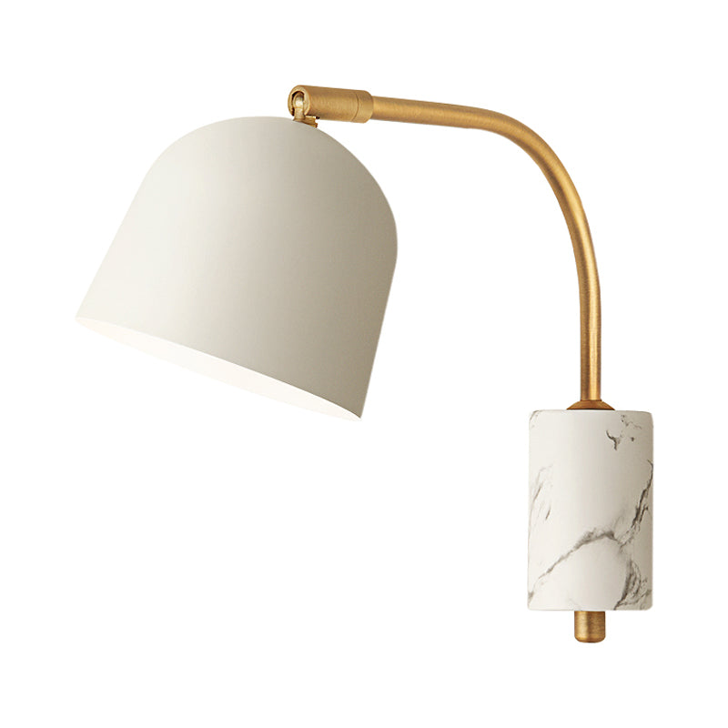 Contemporary 1 Head Sconce White/Blue/Brass Domed Wall Mounted Light Fixture with Metal Shade Clearhalo 'Cast Iron' 'Glass' 'Industrial' 'Modern wall lights' 'Modern' 'Tiffany' 'Traditional wall lights' 'Wall Lamps & Sconces' 'Wall Lights' Lighting' 338862