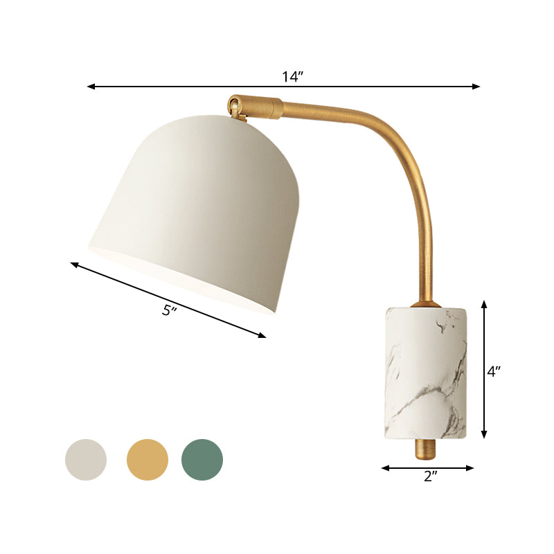 Contemporary 1 Head Sconce White/Blue/Brass Domed Wall Mounted Light Fixture with Metal Shade Clearhalo 'Cast Iron' 'Glass' 'Industrial' 'Modern wall lights' 'Modern' 'Tiffany' 'Traditional wall lights' 'Wall Lamps & Sconces' 'Wall Lights' Lighting' 338863