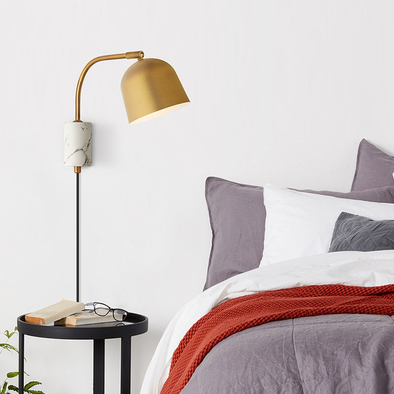 Contemporary 1 Head Sconce White/Blue/Brass Domed Wall Mounted Light Fixture with Metal Shade Clearhalo 'Cast Iron' 'Glass' 'Industrial' 'Modern wall lights' 'Modern' 'Tiffany' 'Traditional wall lights' 'Wall Lamps & Sconces' 'Wall Lights' Lighting' 338865