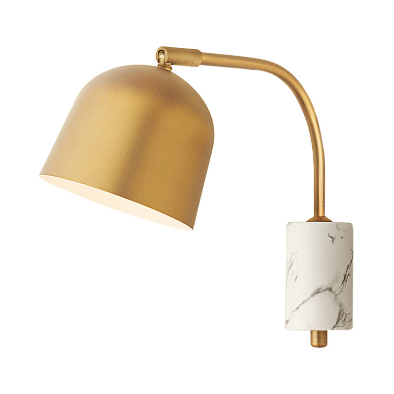 Contemporary 1 Head Sconce White/Blue/Brass Domed Wall Mounted Light Fixture with Metal Shade Clearhalo 'Cast Iron' 'Glass' 'Industrial' 'Modern wall lights' 'Modern' 'Tiffany' 'Traditional wall lights' 'Wall Lamps & Sconces' 'Wall Lights' Lighting' 338866