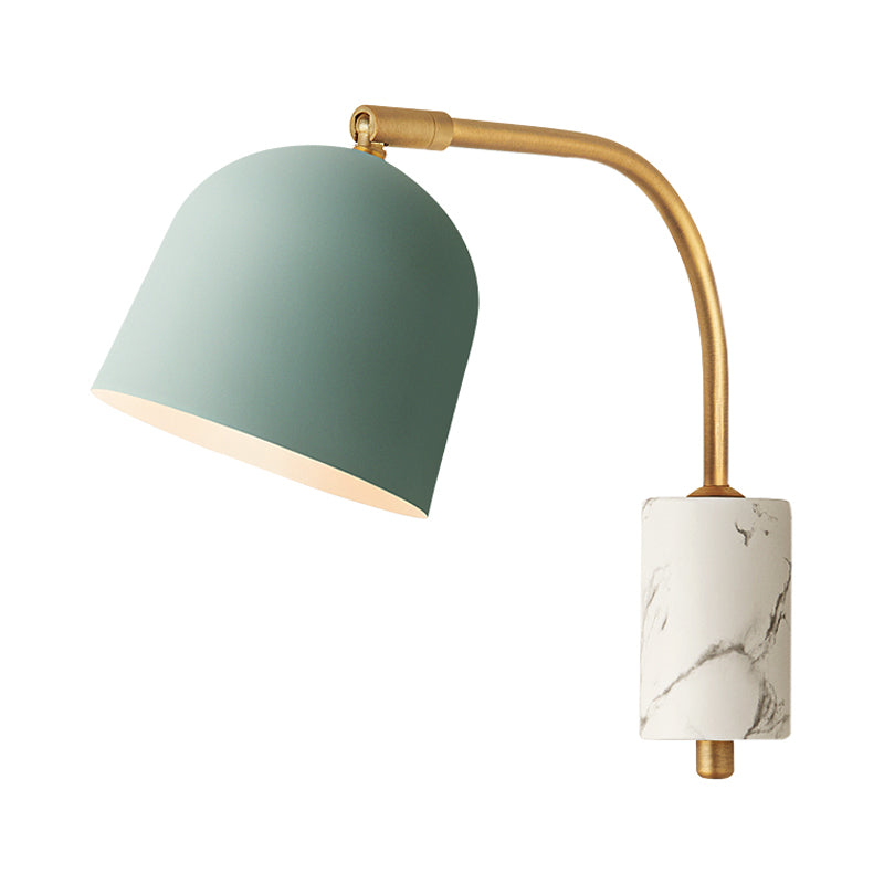 Contemporary 1 Head Sconce White/Blue/Brass Domed Wall Mounted Light Fixture with Metal Shade Clearhalo 'Cast Iron' 'Glass' 'Industrial' 'Modern wall lights' 'Modern' 'Tiffany' 'Traditional wall lights' 'Wall Lamps & Sconces' 'Wall Lights' Lighting' 338869