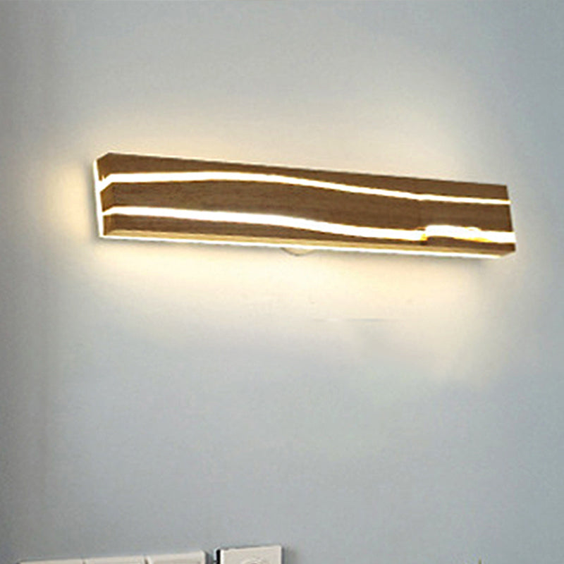 Striped Wood Sconce Light Simple LED Beige Vanity Light for Bedroom Clearhalo 'Vanity Lights' 'Wall Lights' Lighting' 338931