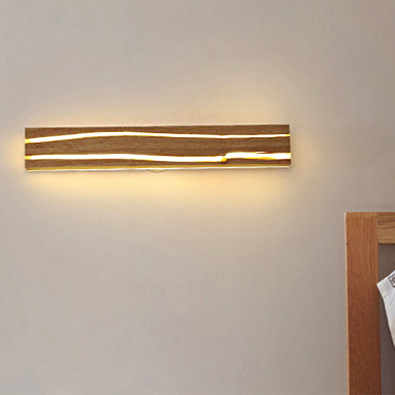 Striped Wood Sconce Light Simple LED Beige Vanity Light for Bedroom Clearhalo 'Vanity Lights' 'Wall Lights' Lighting' 338932