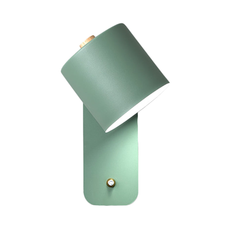 1 Bulb Tube Sconce Modernist Metal Wall Lighting Fixture in Grey/Green with Ractangle Backplate Clearhalo 'Cast Iron' 'Glass' 'Industrial' 'Modern wall lights' 'Modern' 'Tiffany' 'Traditional wall lights' 'Wall Lamps & Sconces' 'Wall Lights' Lighting' 338939