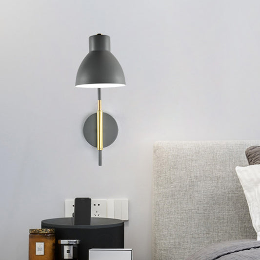 Contemporary Bowl Wall Lamp Metal 1 Head Sconce Light Fixture in Grey with Swing Arm Grey Clearhalo 'Cast Iron' 'Glass' 'Industrial' 'Modern wall lights' 'Modern' 'Tiffany' 'Traditional wall lights' 'Wall Lamps & Sconces' 'Wall Lights' Lighting' 338940