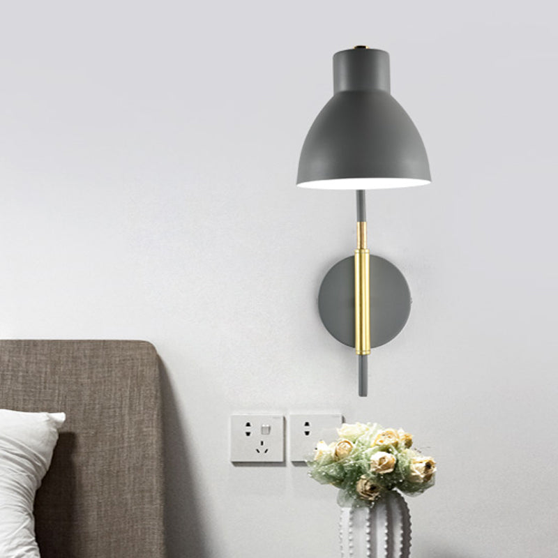 Contemporary Bowl Wall Lamp Metal 1 Head Sconce Light Fixture in Grey with Swing Arm Clearhalo 'Cast Iron' 'Glass' 'Industrial' 'Modern wall lights' 'Modern' 'Tiffany' 'Traditional wall lights' 'Wall Lamps & Sconces' 'Wall Lights' Lighting' 338941