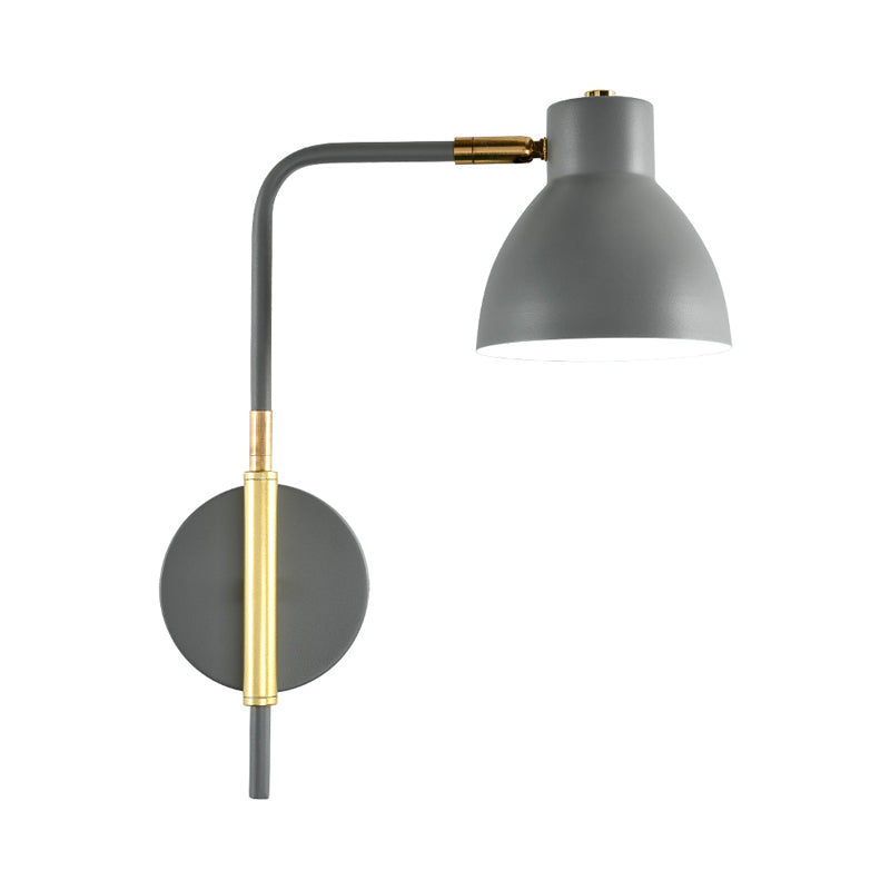 Contemporary Bowl Wall Lamp Metal 1 Head Sconce Light Fixture in Grey with Swing Arm
