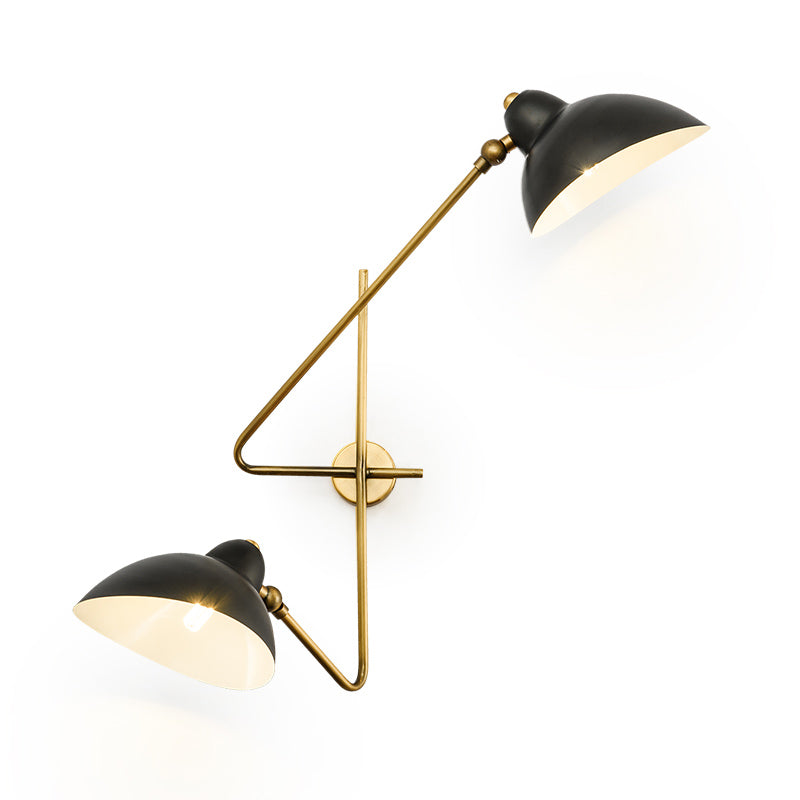2 Lights Bedroom Wall Sconce Modern Black LED Wall Light Fixture with Dome Metal Shade Clearhalo 'Cast Iron' 'Glass' 'Industrial' 'Modern wall lights' 'Modern' 'Tiffany' 'Traditional wall lights' 'Wall Lamps & Sconces' 'Wall Lights' Lighting' 338957