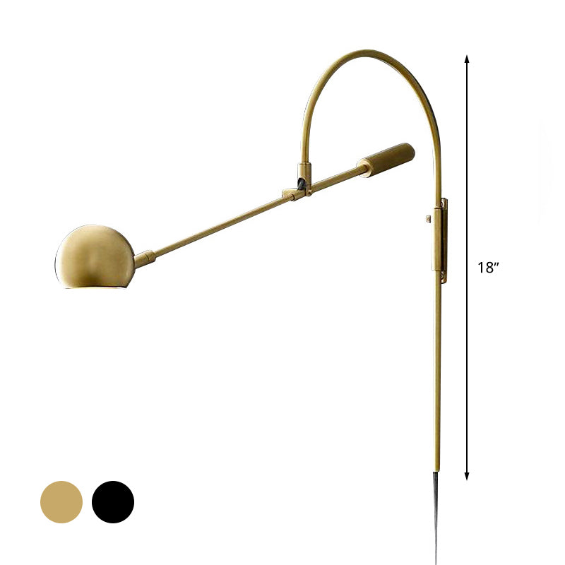 Globe Metal Wall Sconce Light Modernism 1 Bulb Brass/Black LED Wall Lighting for Living Room Clearhalo 'Cast Iron' 'Glass' 'Industrial' 'Modern wall lights' 'Modern' 'Tiffany' 'Traditional wall lights' 'Wall Lamps & Sconces' 'Wall Lights' Lighting' 338967
