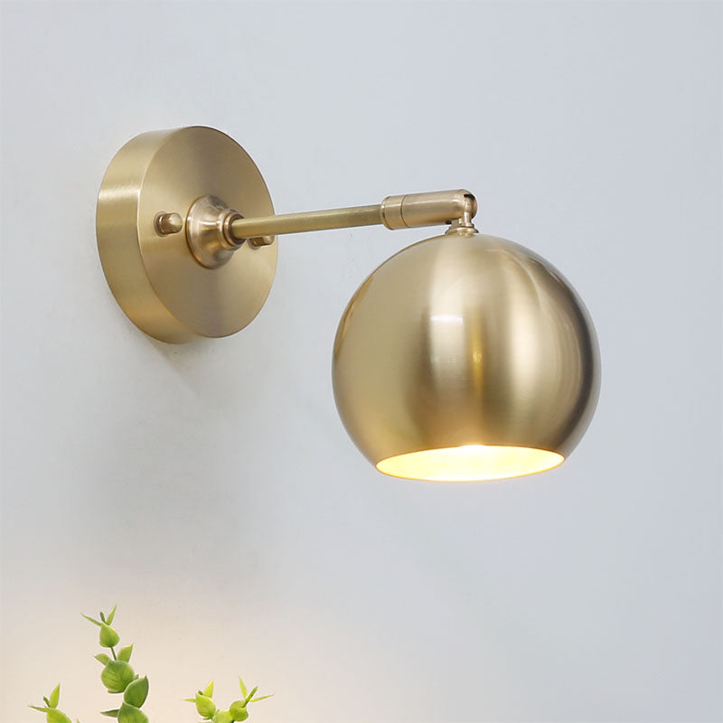 Brass Dome LED Wall Lamp Modernist 1 Light Metal Wall Mount Lighting for Living Room Clearhalo 'Cast Iron' 'Glass' 'Industrial' 'Modern wall lights' 'Modern' 'Tiffany' 'Traditional wall lights' 'Wall Lamps & Sconces' 'Wall Lights' Lighting' 338979
