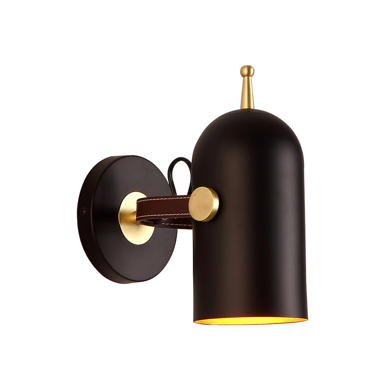 1 Bulb Stair Wall Light Contemporary Black LED Wall Mounted Lighting with Elongated Dome Iron Shade Clearhalo 'Cast Iron' 'Glass' 'Industrial' 'Modern wall lights' 'Modern' 'Tiffany' 'Traditional wall lights' 'Wall Lamps & Sconces' 'Wall Lights' Lighting' 338991
