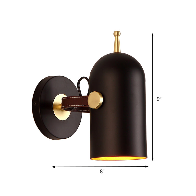 1 Bulb Stair Wall Light Contemporary Black LED Wall Mounted Lighting with Elongated Dome Iron Shade Clearhalo 'Cast Iron' 'Glass' 'Industrial' 'Modern wall lights' 'Modern' 'Tiffany' 'Traditional wall lights' 'Wall Lamps & Sconces' 'Wall Lights' Lighting' 338992