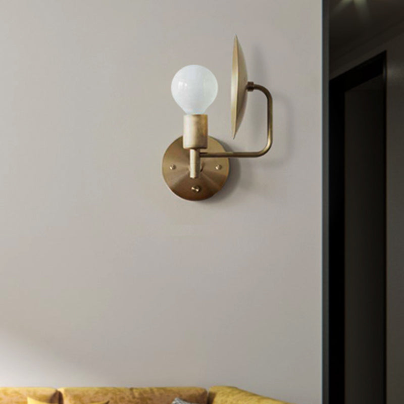 Modern Bare Bulb Metal Sconce 1 Head LED Wall Lighting Fixture in Gold for Living Room Clearhalo 'Cast Iron' 'Glass' 'Industrial' 'Modern wall lights' 'Modern' 'Tiffany' 'Traditional wall lights' 'Wall Lamps & Sconces' 'Wall Lights' Lighting' 339029