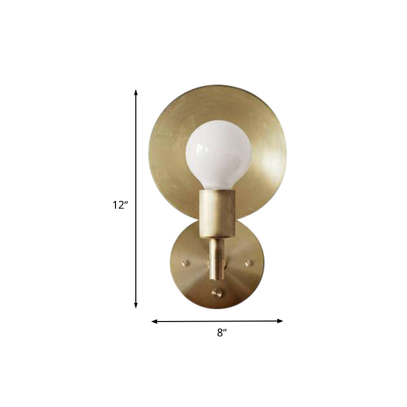 Modern Bare Bulb Metal Sconce 1 Head LED Wall Lighting Fixture in Gold for Living Room Clearhalo 'Cast Iron' 'Glass' 'Industrial' 'Modern wall lights' 'Modern' 'Tiffany' 'Traditional wall lights' 'Wall Lamps & Sconces' 'Wall Lights' Lighting' 339031