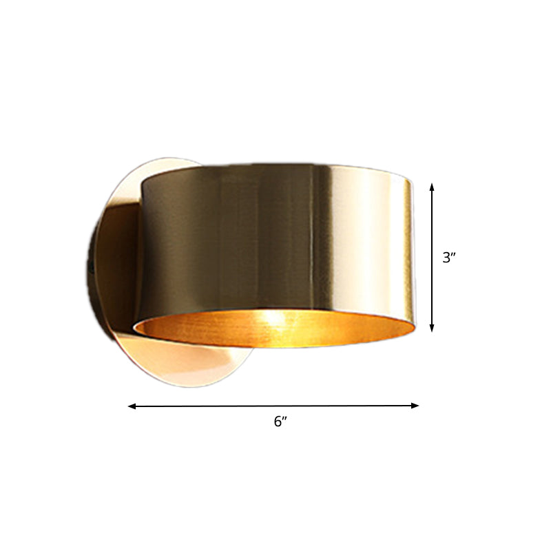 Brass Drum Wall Light Fixture Modernism 1 Head Metal Wall Sconce Lighting for Bedroom Clearhalo 'Cast Iron' 'Glass' 'Industrial' 'Modern wall lights' 'Modern' 'Tiffany' 'Traditional wall lights' 'Wall Lamps & Sconces' 'Wall Lights' Lighting' 339051