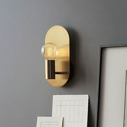1 Bulb Bedroom Sconce Light Contemporary Gold Wall Mounted Lighting with Bare Bulb Metal Shade Clearhalo 'Cast Iron' 'Glass' 'Industrial' 'Modern wall lights' 'Modern' 'Tiffany' 'Traditional wall lights' 'Wall Lamps & Sconces' 'Wall Lights' Lighting' 339078