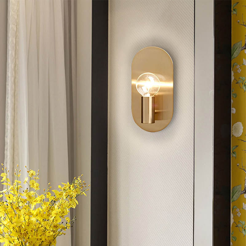 1 Bulb Bedroom Sconce Light Contemporary Gold Wall Mounted Lighting with Bare Bulb Metal Shade Clearhalo 'Cast Iron' 'Glass' 'Industrial' 'Modern wall lights' 'Modern' 'Tiffany' 'Traditional wall lights' 'Wall Lamps & Sconces' 'Wall Lights' Lighting' 339079