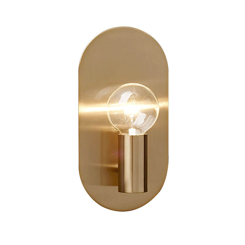 1 Bulb Bedroom Sconce Light Contemporary Gold Wall Mounted Lighting with Bare Bulb Metal Shade Clearhalo 'Cast Iron' 'Glass' 'Industrial' 'Modern wall lights' 'Modern' 'Tiffany' 'Traditional wall lights' 'Wall Lamps & Sconces' 'Wall Lights' Lighting' 339080