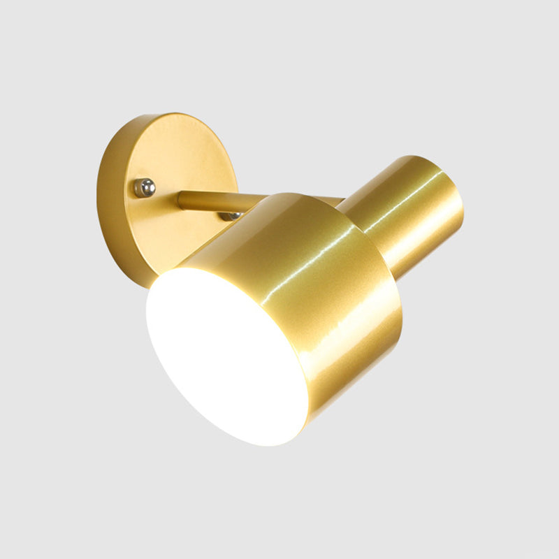 Simplicity 1 Bulb Wall Lighting Gold/Rose Gold Cylinder Wall Light Sconce with Metal Shade for Bedroom Gold Clearhalo 'Cast Iron' 'Glass' 'Industrial' 'Modern wall lights' 'Modern' 'Tiffany' 'Traditional wall lights' 'Wall Lamps & Sconces' 'Wall Lights' Lighting' 339278