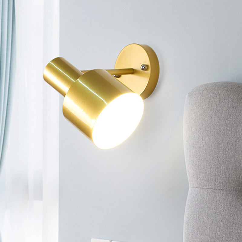 Simplicity 1 Bulb Wall Lighting Gold/Rose Gold Cylinder Wall Light Sconce with Metal Shade for Bedroom Clearhalo 'Cast Iron' 'Glass' 'Industrial' 'Modern wall lights' 'Modern' 'Tiffany' 'Traditional wall lights' 'Wall Lamps & Sconces' 'Wall Lights' Lighting' 339279