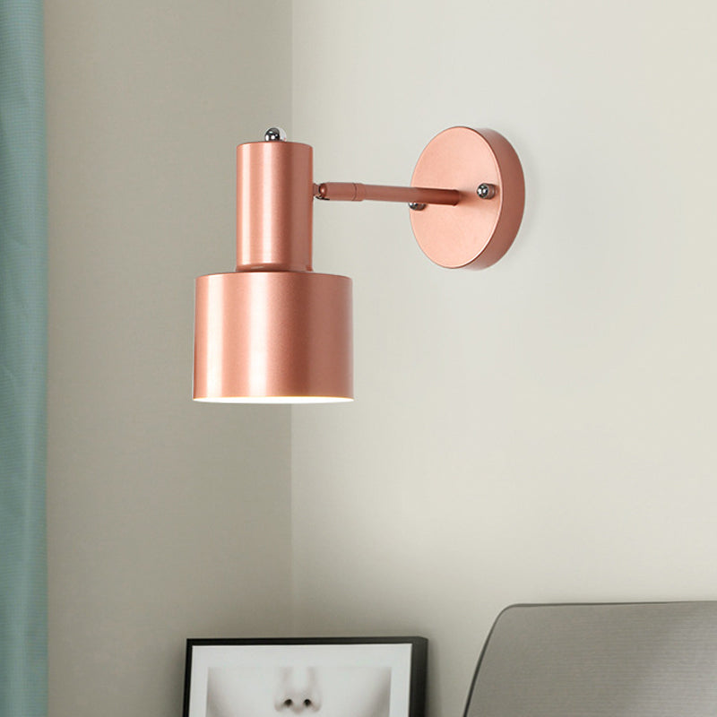 Simplicity 1 Bulb Wall Lighting Gold/Rose Gold Cylinder Wall Light Sconce with Metal Shade for Bedroom Rose Gold Clearhalo 'Cast Iron' 'Glass' 'Industrial' 'Modern wall lights' 'Modern' 'Tiffany' 'Traditional wall lights' 'Wall Lamps & Sconces' 'Wall Lights' Lighting' 339283