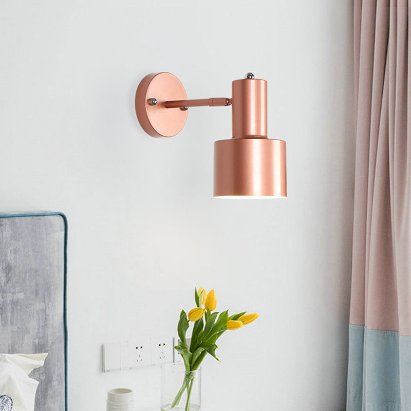 Simplicity 1 Bulb Wall Lighting Gold/Rose Gold Cylinder Wall Light Sconce with Metal Shade for Bedroom Clearhalo 'Cast Iron' 'Glass' 'Industrial' 'Modern wall lights' 'Modern' 'Tiffany' 'Traditional wall lights' 'Wall Lamps & Sconces' 'Wall Lights' Lighting' 339284