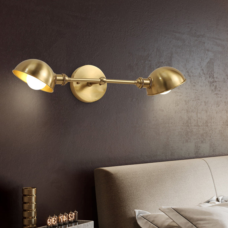 Brass Bowl Wall Light Fixture Modernism 2 Heads Metal Wall Sconce Lighting for Bedroom Clearhalo 'Cast Iron' 'Glass' 'Industrial' 'Modern wall lights' 'Modern' 'Tiffany' 'Traditional wall lights' 'Wall Lamps & Sconces' 'Wall Lights' Lighting' 339287