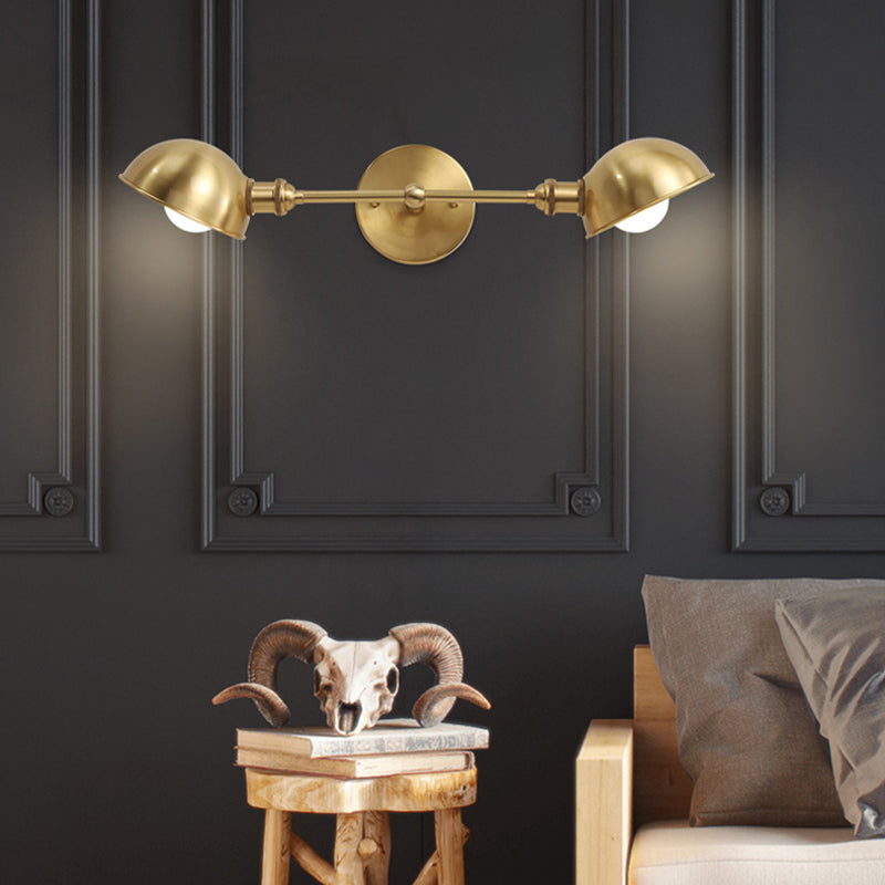 Brass Bowl Wall Light Fixture Modernism 2 Heads Metal Wall Sconce Lighting for Bedroom