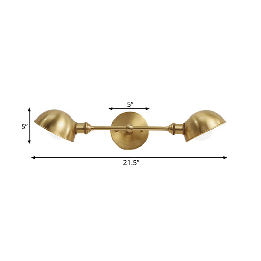 Brass Bowl Wall Light Fixture Modernism 2 Heads Metal Wall Sconce Lighting for Bedroom Clearhalo 'Cast Iron' 'Glass' 'Industrial' 'Modern wall lights' 'Modern' 'Tiffany' 'Traditional wall lights' 'Wall Lamps & Sconces' 'Wall Lights' Lighting' 339290