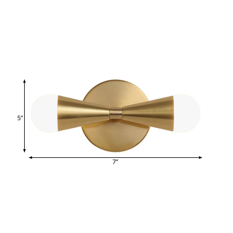 Metal Flared Sconce Light Fixture Minimalism 2 Lights Brass Wall Lighting Idea for Living Room Clearhalo 'Cast Iron' 'Glass' 'Industrial' 'Modern wall lights' 'Modern' 'Tiffany' 'Traditional wall lights' 'Wall Lamps & Sconces' 'Wall Lights' Lighting' 339295
