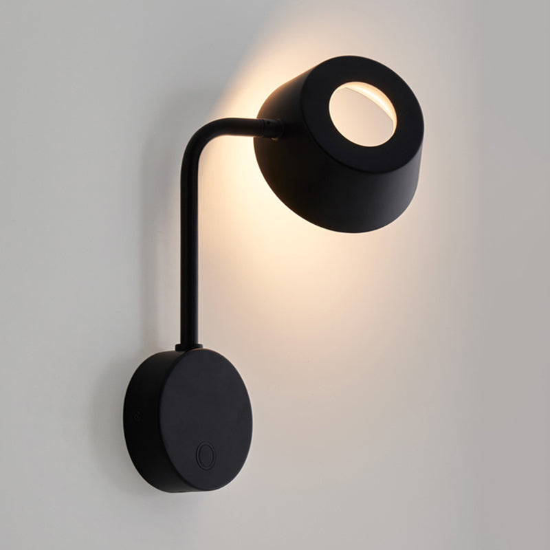 Tapered Bedroom Sconce Light Metal LED Contemporary Wall Mount Lamp in Black Black Clearhalo 'Cast Iron' 'Glass' 'Industrial' 'Modern wall lights' 'Modern' 'Tiffany' 'Traditional wall lights' 'Wall Lamps & Sconces' 'Wall Lights' Lighting' 339304