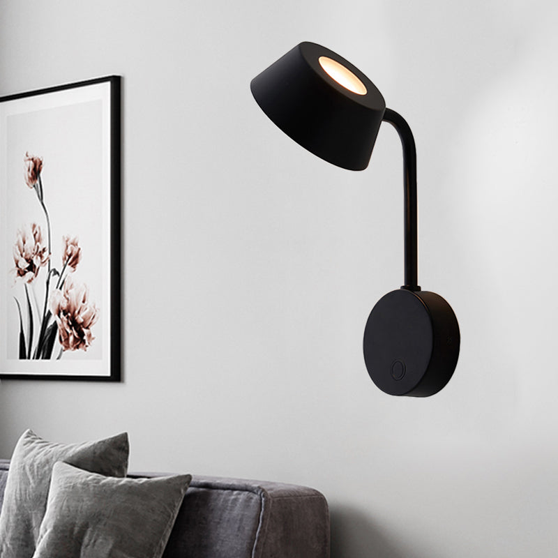 Tapered Bedroom Sconce Light Metal LED Contemporary Wall Mount Lamp in Black Clearhalo 'Cast Iron' 'Glass' 'Industrial' 'Modern wall lights' 'Modern' 'Tiffany' 'Traditional wall lights' 'Wall Lamps & Sconces' 'Wall Lights' Lighting' 339305