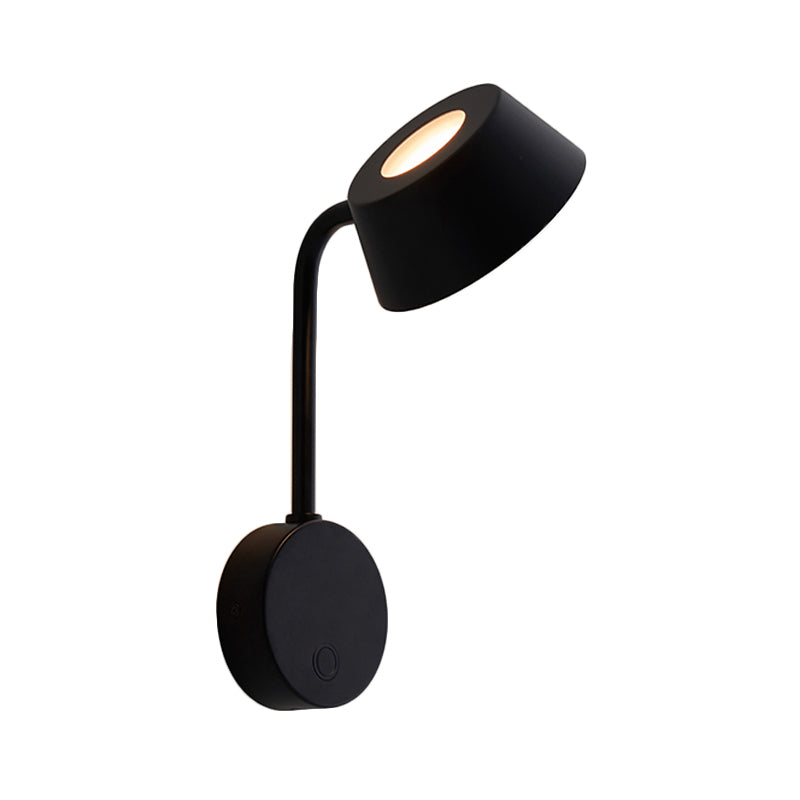 Tapered Bedroom Sconce Light Metal LED Contemporary Wall Mount Lamp in Black Clearhalo 'Cast Iron' 'Glass' 'Industrial' 'Modern wall lights' 'Modern' 'Tiffany' 'Traditional wall lights' 'Wall Lamps & Sconces' 'Wall Lights' Lighting' 339307