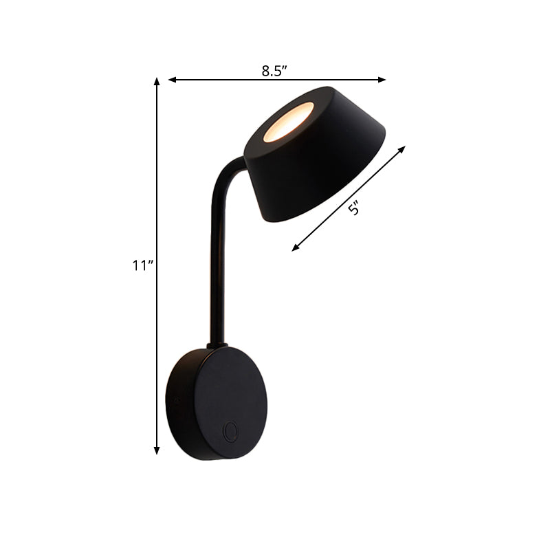 Tapered Bedroom Sconce Light Metal LED Contemporary Wall Mount Lamp in Black Clearhalo 'Cast Iron' 'Glass' 'Industrial' 'Modern wall lights' 'Modern' 'Tiffany' 'Traditional wall lights' 'Wall Lamps & Sconces' 'Wall Lights' Lighting' 339308