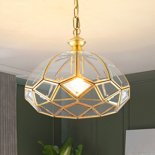 Gold Multifaceted Drop Lamp Modern 1 Light Clear Glass Ceiling Pendant for Dining Room Clearhalo 'Ceiling Lights' 'Chandeliers' 'Glass shade' 'Glass' 'Modern Pendants' 'Modern' 'Pendant Lights' 'Pendants' Lighting' 339353
