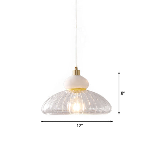 Modernism 1 Bulb Ceiling Pendant White Dome Hanging Light Kit with Clear Glass Shade Clearhalo 'Ceiling Lights' 'Chandeliers' 'Glass shade' 'Glass' 'Modern Pendants' 'Modern' 'Pendant Lights' 'Pendants' Lighting' 339361