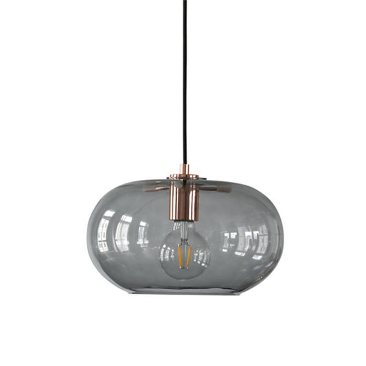 Smoke Gray Glass Oval Pendant Simplicity 1 Bulb Hanging Ceiling Light for Bedroom Clearhalo 'Ceiling Lights' 'Chandeliers' 'Glass shade' 'Glass' 'Modern Pendants' 'Modern' 'Pendant Lights' 'Pendants' Lighting' 339390