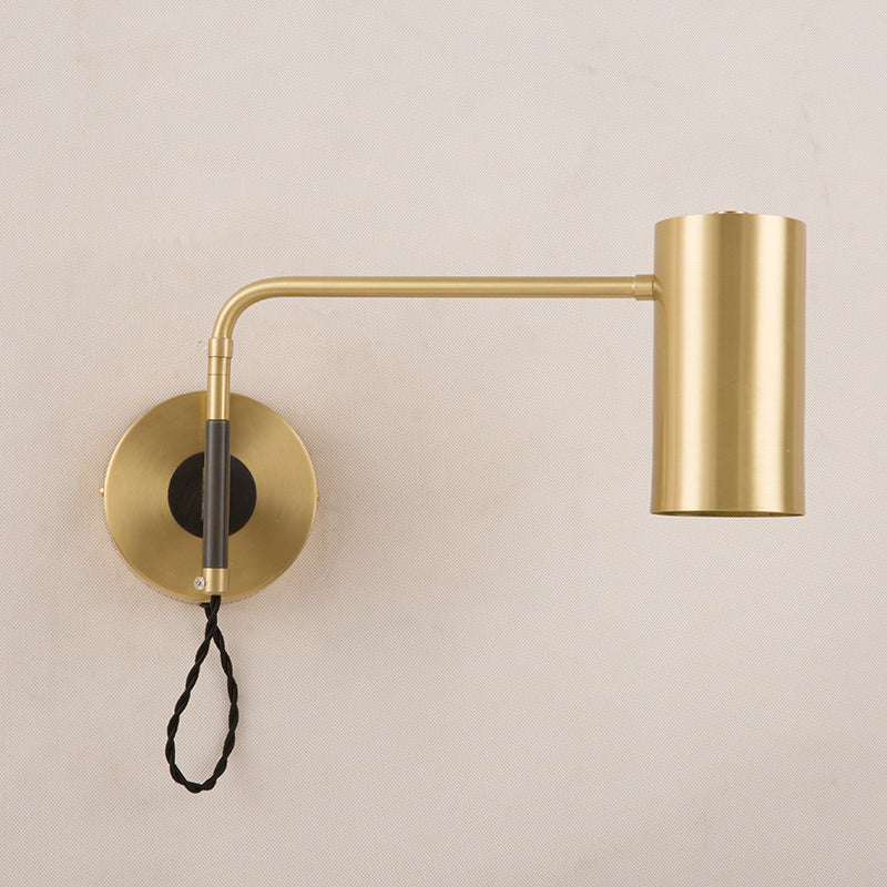 Contemporary 1 Bulb Wall Lighting Black/Brass Cylinder Wall Light Sconce with Metal Shade for Bedroom Brass Clearhalo 'Cast Iron' 'Glass' 'Industrial' 'Modern wall lights' 'Modern' 'Tiffany' 'Traditional wall lights' 'Wall Lamps & Sconces' 'Wall Lights' Lighting' 339392