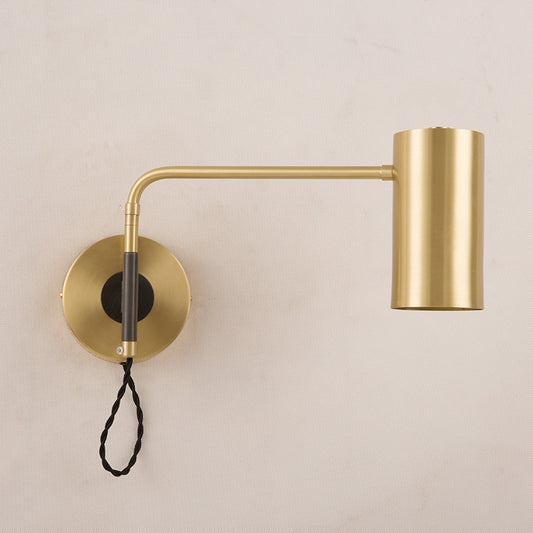 Contemporary 1 Bulb Wall Lighting Black/Brass Cylinder Wall Light Sconce with Metal Shade for Bedroom Brass Clearhalo 'Cast Iron' 'Glass' 'Industrial' 'Modern wall lights' 'Modern' 'Tiffany' 'Traditional wall lights' 'Wall Lamps & Sconces' 'Wall Lights' Lighting' 339392