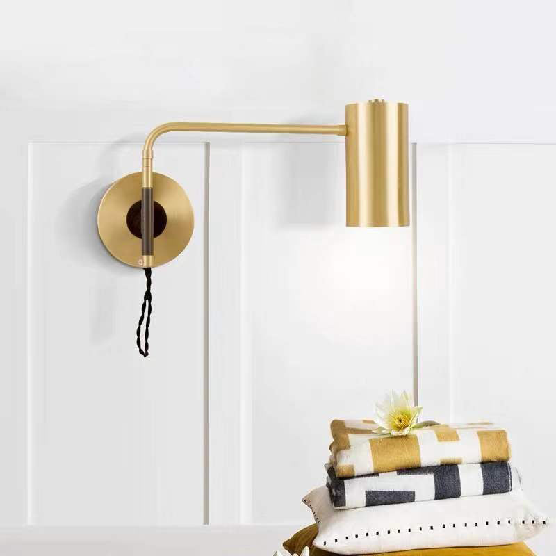 Contemporary 1 Bulb Wall Lighting Black/Brass Cylinder Wall Light Sconce with Metal Shade for Bedroom Clearhalo 'Cast Iron' 'Glass' 'Industrial' 'Modern wall lights' 'Modern' 'Tiffany' 'Traditional wall lights' 'Wall Lamps & Sconces' 'Wall Lights' Lighting' 339393