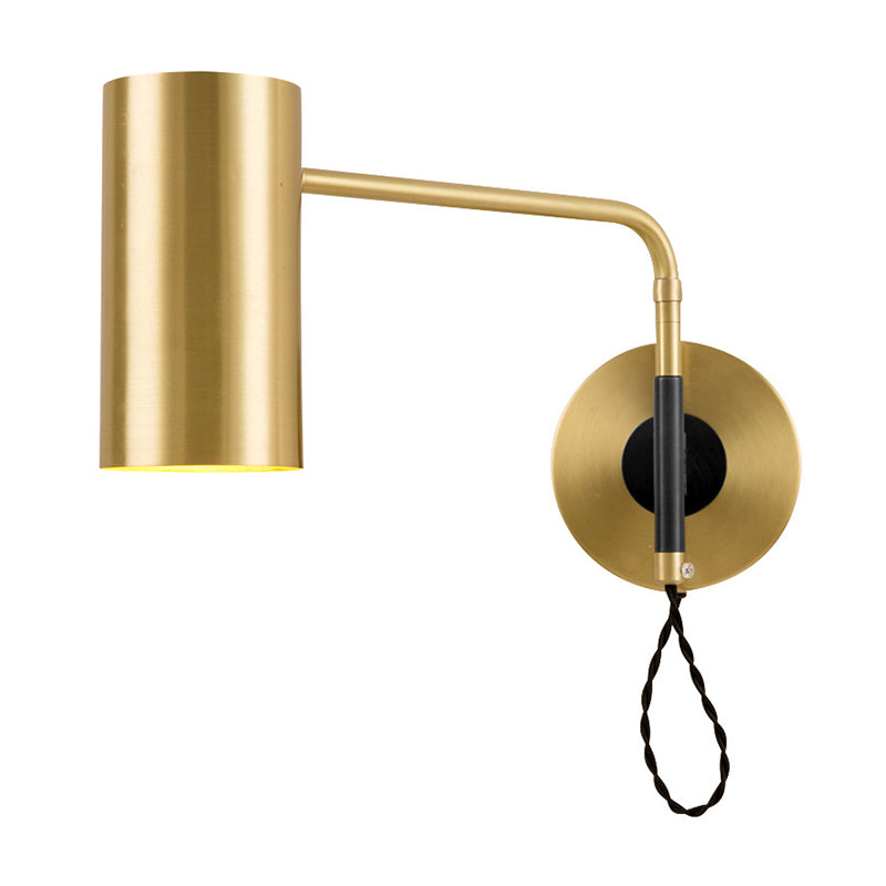 Contemporary 1 Bulb Wall Lighting Black/Brass Cylinder Wall Light Sconce with Metal Shade for Bedroom Clearhalo 'Cast Iron' 'Glass' 'Industrial' 'Modern wall lights' 'Modern' 'Tiffany' 'Traditional wall lights' 'Wall Lamps & Sconces' 'Wall Lights' Lighting' 339395