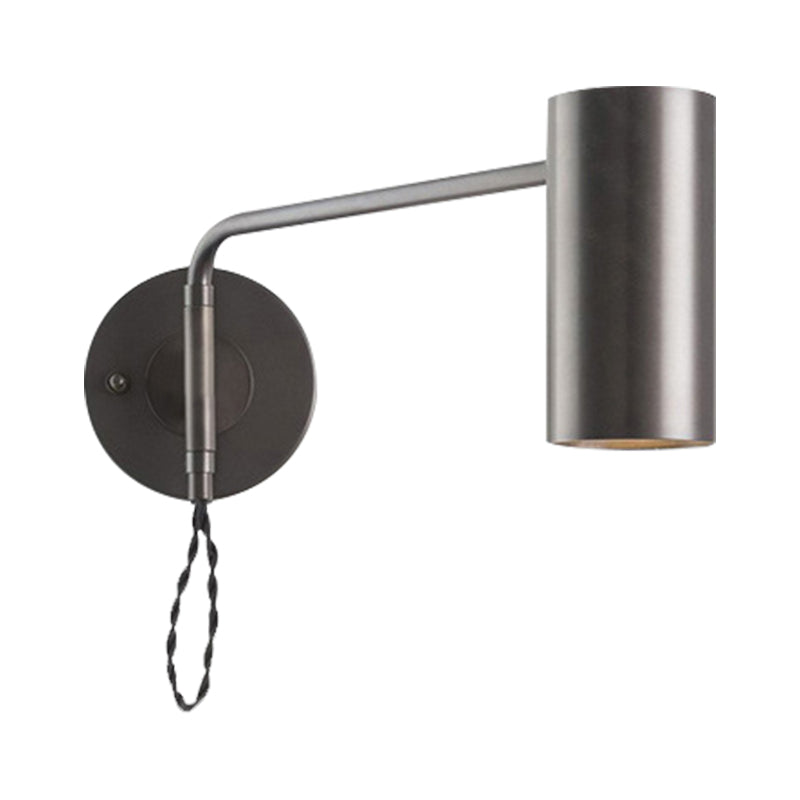 Contemporary 1 Bulb Wall Lighting Black/Brass Cylinder Wall Light Sconce with Metal Shade for Bedroom Clearhalo 'Cast Iron' 'Glass' 'Industrial' 'Modern wall lights' 'Modern' 'Tiffany' 'Traditional wall lights' 'Wall Lamps & Sconces' 'Wall Lights' Lighting' 339399