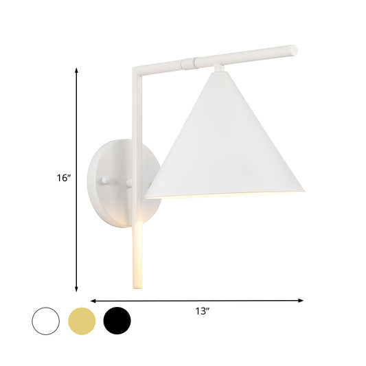 Conical Wall Sconce Lighting Contemporary Metal 1 Head Black/White/Gold Wall Light for Bedroom Clearhalo 'Cast Iron' 'Glass' 'Industrial' 'Modern wall lights' 'Modern' 'Tiffany' 'Traditional wall lights' 'Wall Lamps & Sconces' 'Wall Lights' Lighting' 339404