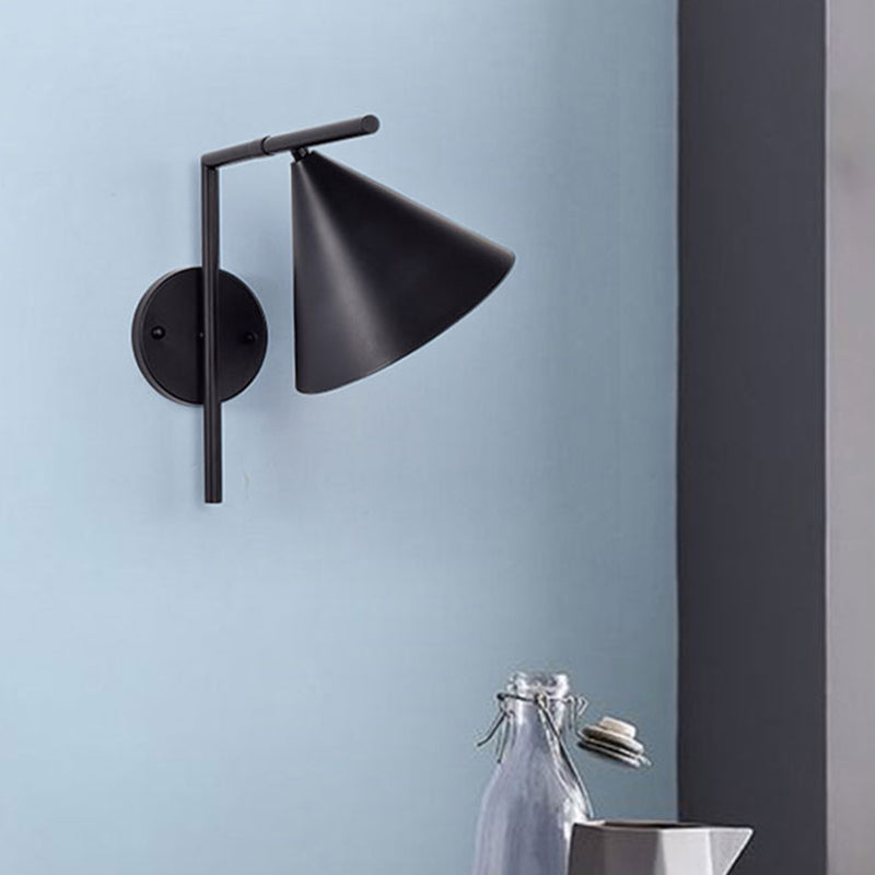 Conical Wall Sconce Lighting Contemporary Metal 1 Head Black/White/Gold Wall Light for Bedroom Clearhalo 'Cast Iron' 'Glass' 'Industrial' 'Modern wall lights' 'Modern' 'Tiffany' 'Traditional wall lights' 'Wall Lamps & Sconces' 'Wall Lights' Lighting' 339409