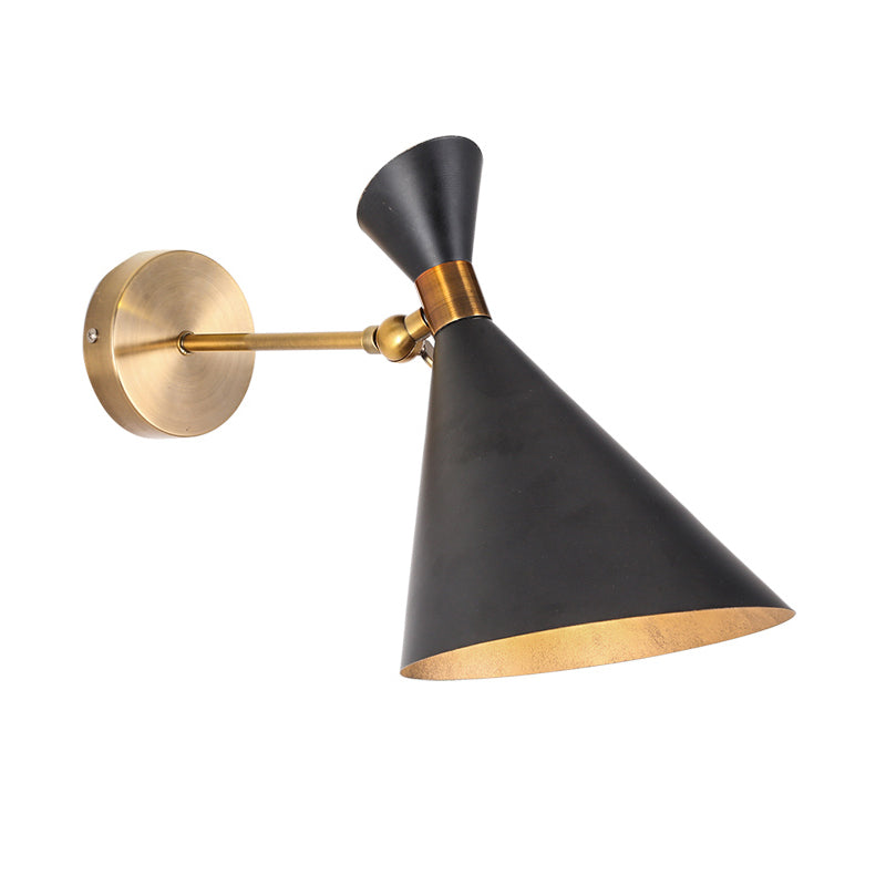 1 Head Restaurant Wall Sconce Modern Black/White Wall Mount Lamp with Flared Metal Shade Clearhalo 'Cast Iron' 'Glass' 'Industrial' 'Modern wall lights' 'Modern' 'Tiffany' 'Traditional wall lights' 'Wall Lamps & Sconces' 'Wall Lights' Lighting' 339418