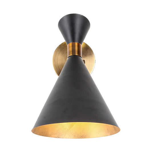1 Head Restaurant Wall Sconce Modern Black/White Wall Mount Lamp with Flared Metal Shade Clearhalo 'Cast Iron' 'Glass' 'Industrial' 'Modern wall lights' 'Modern' 'Tiffany' 'Traditional wall lights' 'Wall Lamps & Sconces' 'Wall Lights' Lighting' 339419