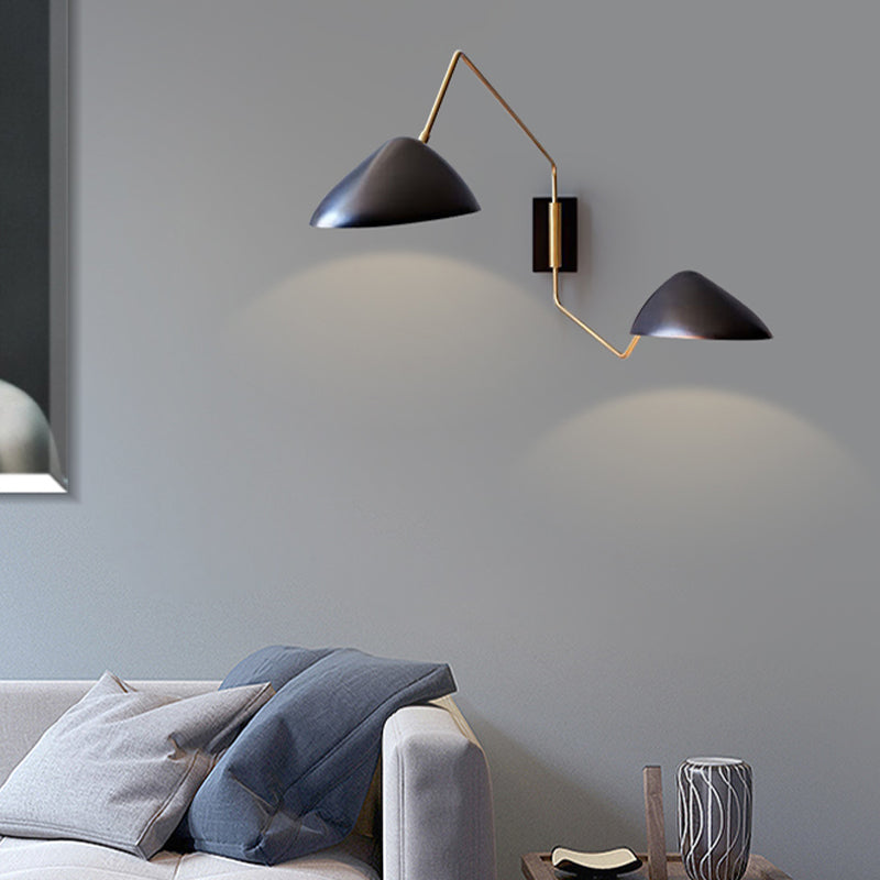 Swing Arm Wall Mounted Light Minimalist Metal 1 Head Living Room LED Wall Lighting Fixture in Black Black Clearhalo 'Cast Iron' 'Glass' 'Industrial' 'Modern wall lights' 'Modern' 'Tiffany' 'Traditional wall lights' 'Wall Lamps & Sconces' 'Wall Lights' Lighting' 339425