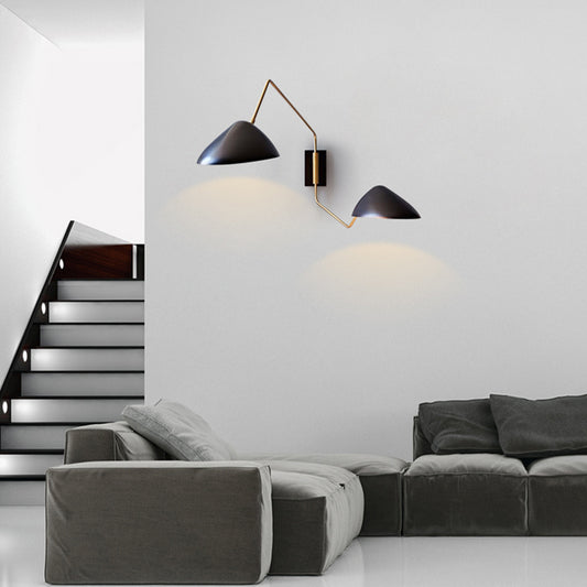 Swing Arm Wall Mounted Light Minimalist Metal 1 Head Living Room LED Wall Lighting Fixture in Black Clearhalo 'Cast Iron' 'Glass' 'Industrial' 'Modern wall lights' 'Modern' 'Tiffany' 'Traditional wall lights' 'Wall Lamps & Sconces' 'Wall Lights' Lighting' 339427