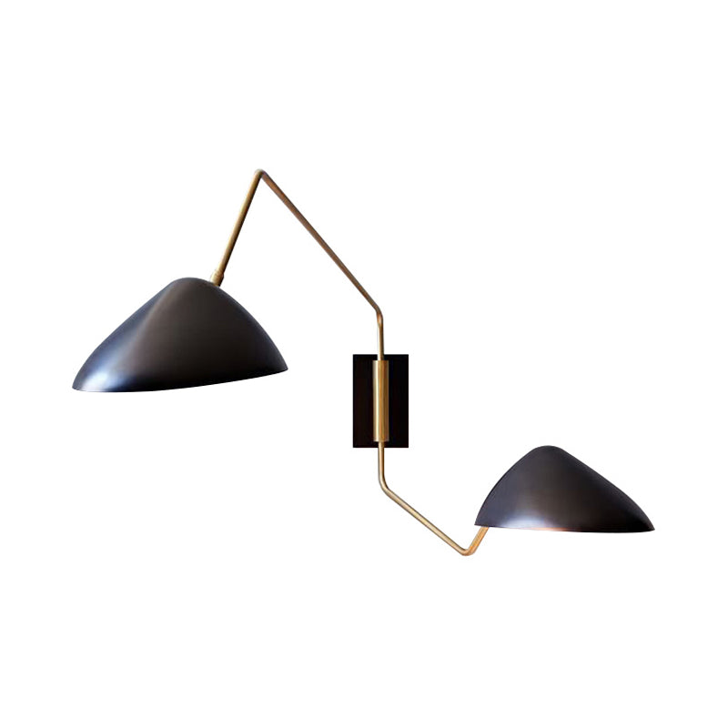 Swing Arm Wall Mounted Light Minimalist Metal 1 Head Living Room LED Wall Lighting Fixture in Black Clearhalo 'Cast Iron' 'Glass' 'Industrial' 'Modern wall lights' 'Modern' 'Tiffany' 'Traditional wall lights' 'Wall Lamps & Sconces' 'Wall Lights' Lighting' 339428