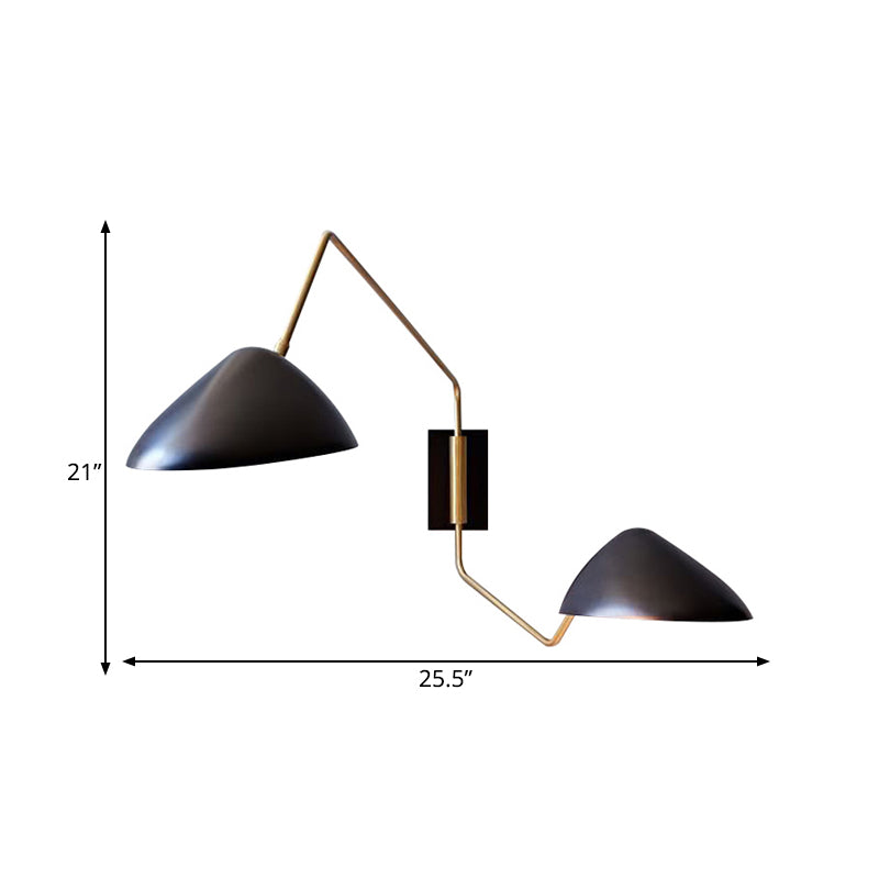 Swing Arm Wall Mounted Light Minimalist Metal 1 Head Living Room LED Wall Lighting Fixture in Black Clearhalo 'Cast Iron' 'Glass' 'Industrial' 'Modern wall lights' 'Modern' 'Tiffany' 'Traditional wall lights' 'Wall Lamps & Sconces' 'Wall Lights' Lighting' 339429